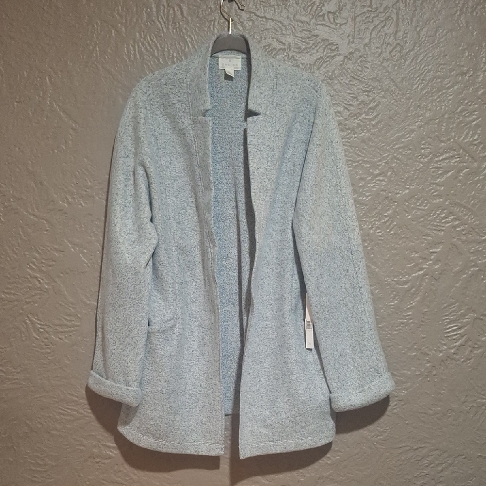 New. Caslon Women's Light Gray Teddy Jacket Size L